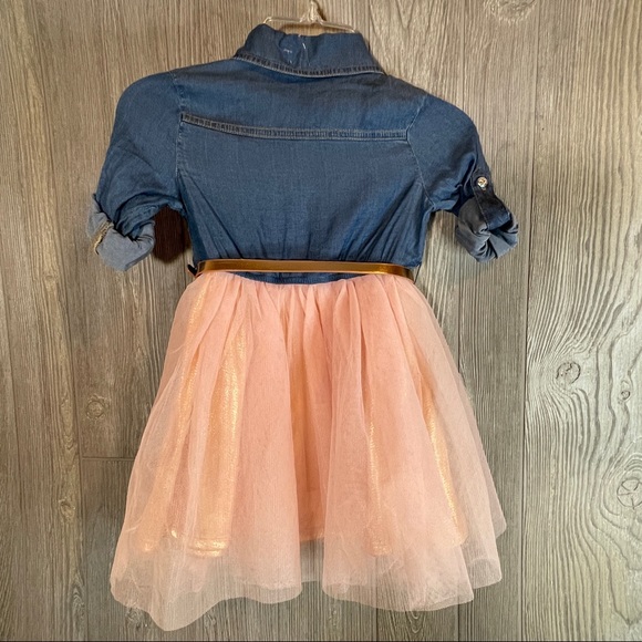 ZUNIE Kids' 3/4 Sleeve Denim & Mesh Dress In Denim Multi Size 4 - Picture 2 of 8